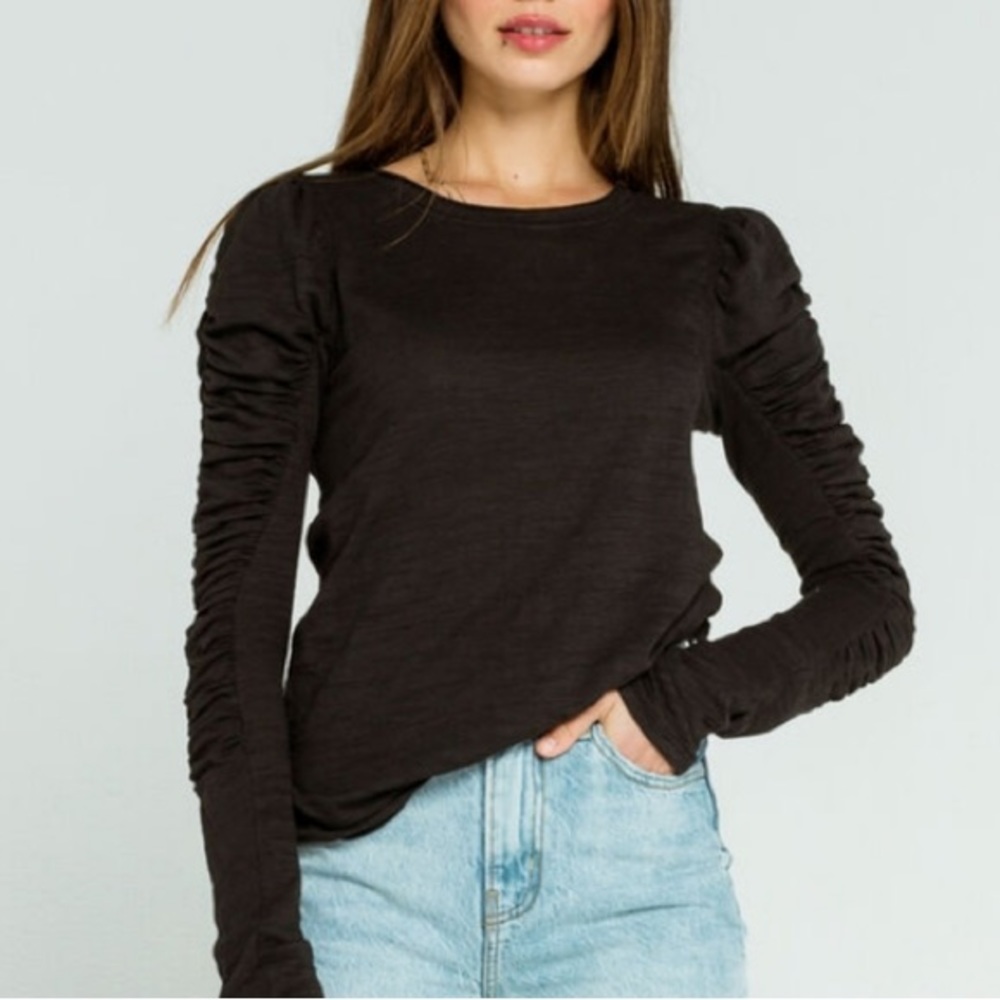 Free People We the Free Natasha Ruched Long Sleeve Tee